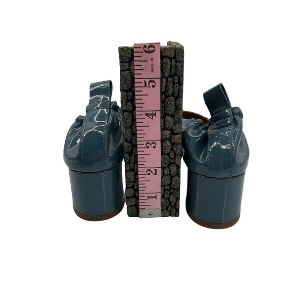 Everlane Patent Blue Green Closed Square Toe Block Heels Size 8 1/2 Women's - Picture 8 of 9